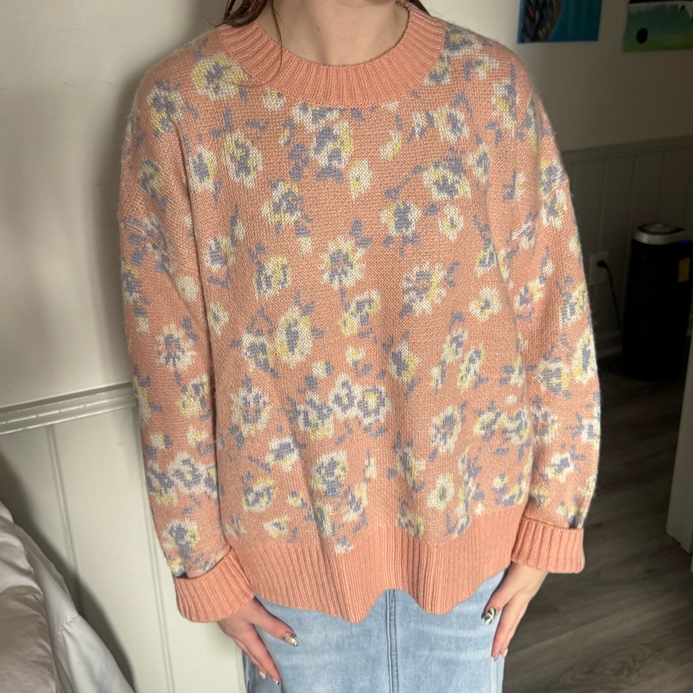 Workshop Republic Clothing Peach and Lavender Sweater